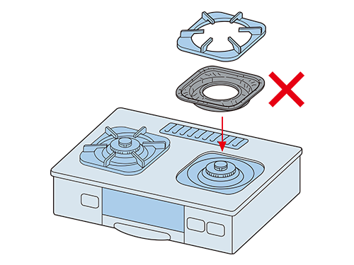 ＜しる受け皿のあるタイプ＞しる受け皿の上にアルミはく製のしる受け皿を敷かない